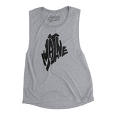 Maine State Shape Text Women's Flowey Scoopneck Muscle Tank-Athletic Heather-Allegiant Goods Co. Vintage Sports Apparel
