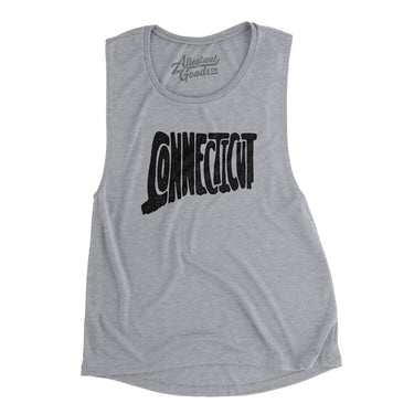 Connecticut State Shape Text Women's Flowey Scoopneck Muscle Tank-Allegiant Goods Co. Vintage Sports Apparel
