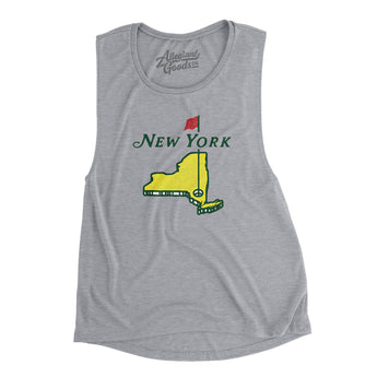New York Golf Women's Flowey Scoopneck Muscle Tank-Athletic Heather-Allegiant Goods Co. Vintage Sports Apparel