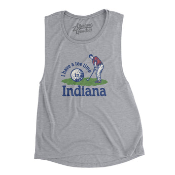 I Have A Tee Time In Indiana Women's Flowey Scoopneck Muscle Tank-Athletic Heather-Allegiant Goods Co. Vintage Sports Apparel