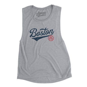 Boston Vintage Script Women's Flowey Scoopneck Muscle Tank-Allegiant Goods Co. Vintage Sports Apparel