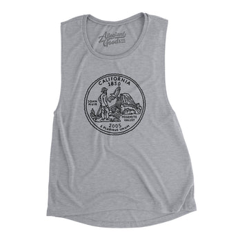 California State Quarter Women's Flowey Scoopneck Muscle Tank-Athletic Heather-Allegiant Goods Co. Vintage Sports Apparel