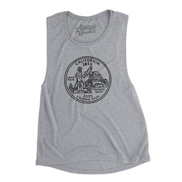 California State Quarter Women's Flowey Scoopneck Muscle Tank-Athletic Heather-Allegiant Goods Co. Vintage Sports Apparel