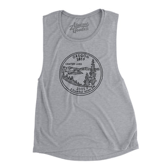 Oregon State Quarter Women's Flowey Scoopneck Muscle Tank-Athletic Heather-Allegiant Goods Co. Vintage Sports Apparel