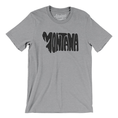 Montana State Shape Text Men/Unisex T-Shirt-Athletic Heather-Allegiant Goods Co. Vintage Sports Apparel