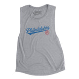 Philadelphia Vintage Script Women's Flowey Scoopneck Muscle Tank-Athletic Heather-Allegiant Goods Co. Vintage Sports Apparel