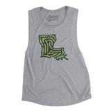 Louisiana Golf Course Map Women's Flowey Scoopneck Muscle Tank-Athletic Heather-Allegiant Goods Co. Vintage Sports Apparel