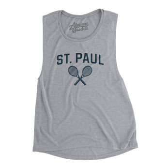 St. Paul Tennis Women's Flowey Scoopneck Muscle Tank-Athletic Heather-Allegiant Goods Co. Vintage Sports Apparel