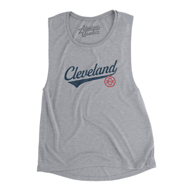 Cleveland Vintage Script Women's Flowey Scoopneck Muscle Tank-Allegiant Goods Co. Vintage Sports Apparel
