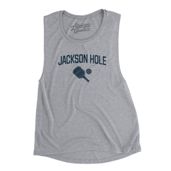 Jackson Hole Pickleball Women's Flowey Scoopneck Muscle Tank-Athletic Heather-Allegiant Goods Co. Vintage Sports Apparel