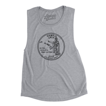 Hawaii State Quarter Women's Flowey Scoopneck Muscle Tank-Athletic Heather-Allegiant Goods Co. Vintage Sports Apparel