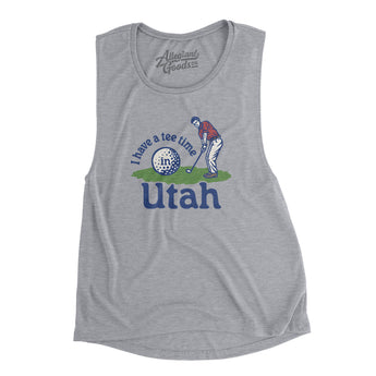 I Have A Tee Time In Utah Women's Flowey Scoopneck Muscle Tank-Athletic Heather-Allegiant Goods Co. Vintage Sports Apparel