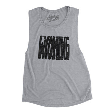 Wyoming State Shape Text Women's Flowey Scoopneck Muscle Tank-Allegiant Goods Co. Vintage Sports Apparel