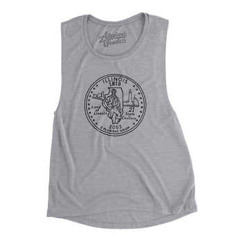 Illinois State Quarter Women's Flowey Scoopneck Muscle Tank-Allegiant Goods Co. Vintage Sports Apparel