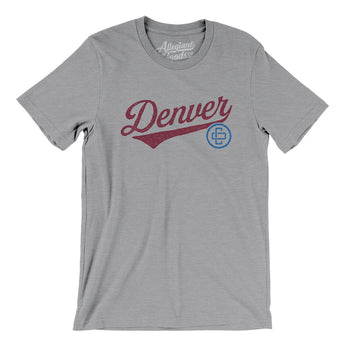 Denver Vintage Script Men/Unisex T-Shirt-Athletic Heather-Allegiant Goods Co. Vintage Sports Apparel