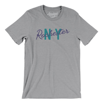 Rochester Ny Overprinted Men/Unisex T-Shirt-Athletic Heather-Allegiant Goods Co. Vintage Sports Apparel
