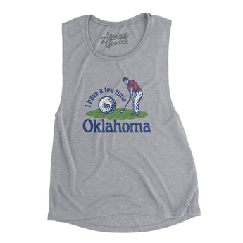 I Have A Tee Time In Oklahoma Women's Flowey Scoopneck Muscle Tank-Athletic Heather-Allegiant Goods Co. Vintage Sports Apparel