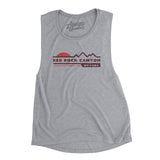 Red Rock Canyon Sunset Women's Flowey Scoopneck Muscle Tank-Athletic Heather-Allegiant Goods Co. Vintage Sports Apparel