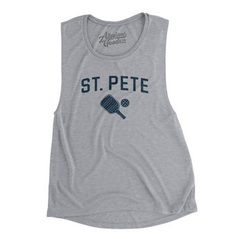 St. Pete Pickleball Women's Flowey Scoopneck Muscle Tank-Athletic Heather-Allegiant Goods Co. Vintage Sports Apparel