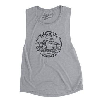 Rhode Island State Quarter Women's Flowey Scoopneck Muscle Tank-Allegiant Goods Co. Vintage Sports Apparel