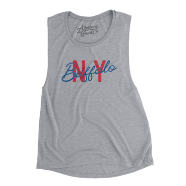 Buffalo Ny Overprinted Women's Flowey Scoopneck Muscle Tank-Allegiant Goods Co. Vintage Sports Apparel