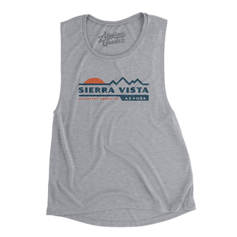 Sierra Vista Mountain Sunset Women's Flowey Scoopneck Muscle Tank-Athletic Heather-Allegiant Goods Co. Vintage Sports Apparel