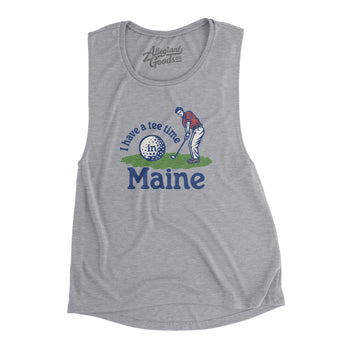 I Have A Tee Time In Maine Women's Flowey Scoopneck Muscle Tank-Athletic Heather-Allegiant Goods Co. Vintage Sports Apparel