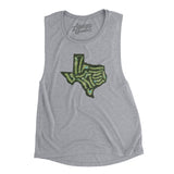 Texas Golf Course Map Women's Flowey Scoopneck Muscle Tank-Athletic Heather-Allegiant Goods Co. Vintage Sports Apparel