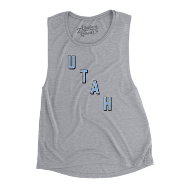 Utah Hockey Jersey Women's Flowey Scoopneck Muscle Tank-Athletic Heather-Allegiant Goods Co. Vintage Sports Apparel