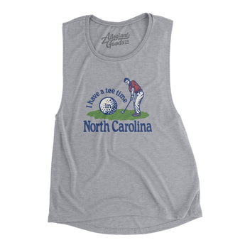 I Have A Tee Time In North Carolina Women's Flowey Scoopneck Muscle Tank-Athletic Heather-Allegiant Goods Co. Vintage Sports Apparel