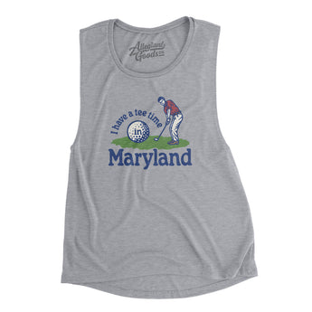 I Have A Tee Time In Maryland Women's Flowey Scoopneck Muscle Tank-Athletic Heather-Allegiant Goods Co. Vintage Sports Apparel