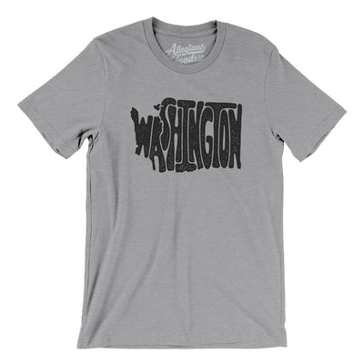 Washington State Shape Text Men/Unisex T-Shirt-Athletic Heather-Allegiant Goods Co. Vintage Sports Apparel