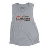 St. George Mountain Sunset Women's Flowey Scoopneck Muscle Tank-Athletic Heather-Allegiant Goods Co. Vintage Sports Apparel