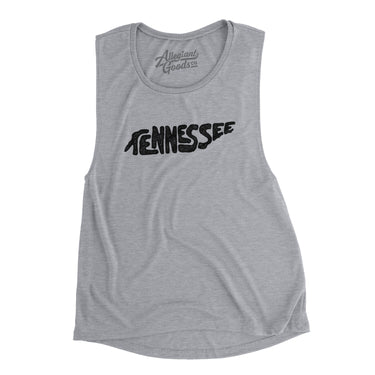 Tennessee State Shape Text Women's Flowey Scoopneck Muscle Tank-Athletic Heather-Allegiant Goods Co. Vintage Sports Apparel