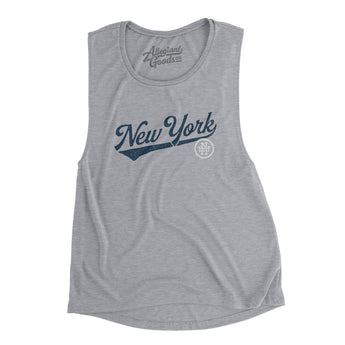 New York Vintage Script Women's Flowey Scoopneck Muscle Tank-Allegiant Goods Co. Vintage Sports Apparel