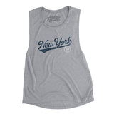 New York Vintage Script Women's Flowey Scoopneck Muscle Tank-Allegiant Goods Co. Vintage Sports Apparel