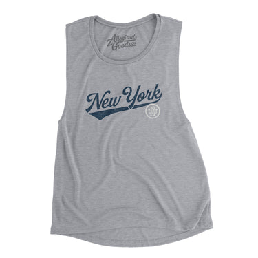 New York Vintage Script Women's Flowey Scoopneck Muscle Tank-Allegiant Goods Co. Vintage Sports Apparel