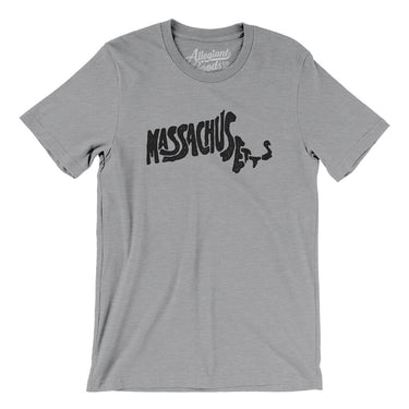 Massachusetts State Shape Text Men/Unisex T-Shirt-Allegiant Goods Co. Vintage Sports Apparel