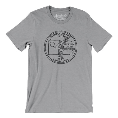 Pennsylvania State Quarter Men/Unisex T-Shirt-Athletic Heather-Allegiant Goods Co. Vintage Sports Apparel