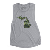 Michigan Golf Course Map Women's Flowey Scoopneck Muscle Tank-Athletic Heather-Allegiant Goods Co. Vintage Sports Apparel