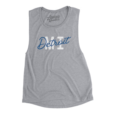 Detroit Mi Overprinted Women's Flowey Scoopneck Muscle Tank-Athletic Heather-Allegiant Goods Co. Vintage Sports Apparel
