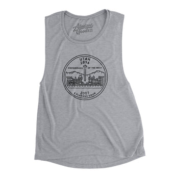 Utah State Quarter Women's Flowey Scoopneck Muscle Tank-Athletic Heather-Allegiant Goods Co. Vintage Sports Apparel