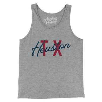 Houston Tx Overprinted Men/Unisex Tank Top-Athletic Heather-Allegiant Goods Co. Vintage Sports Apparel