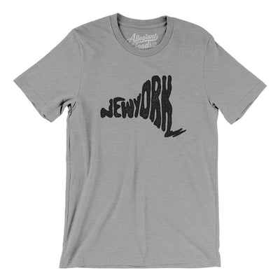 New York State Shape Text Men/Unisex T-Shirt-Athletic Heather-Allegiant Goods Co. Vintage Sports Apparel