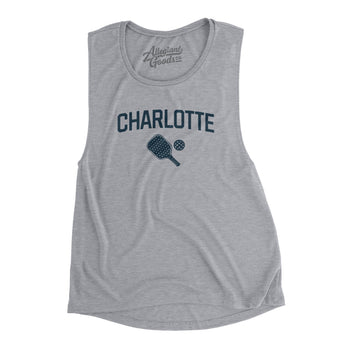 Charlotte Pickleball Women's Flowey Scoopneck Muscle Tank-Athletic Heather-Allegiant Goods Co. Vintage Sports Apparel