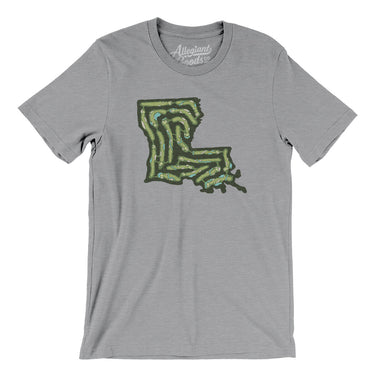 Louisiana Golf Course Map Men/Unisex T-Shirt-Athletic Heather-Allegiant Goods Co. Vintage Sports Apparel