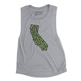 California Golf Course Women's Flowey Scoopneck Muscle Tank-Athletic Heather-Allegiant Goods Co. Vintage Sports Apparel
