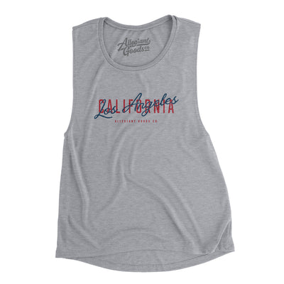 Los Angeles Overprint Women's Flowey Scoopneck Muscle Tank-Athletic Heather-Allegiant Goods Co. Vintage Sports Apparel