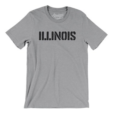 Illinois Military Stencil Men/Unisex T-Shirt-Athletic Heather-Allegiant Goods Co. Vintage Sports Apparel