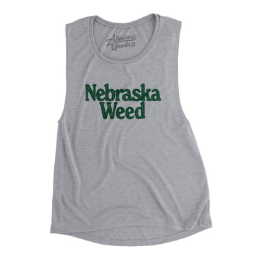 Nebraska Weed Women's Flowey Scoopneck Muscle Tank-Athletic Heather-Allegiant Goods Co. Vintage Sports Apparel